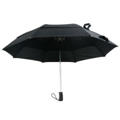 Double layer canopy fiber frame 2 fold umbrella with strong windproof